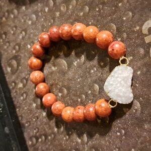 Sponge Coral White Druzy Stretch Bracelet